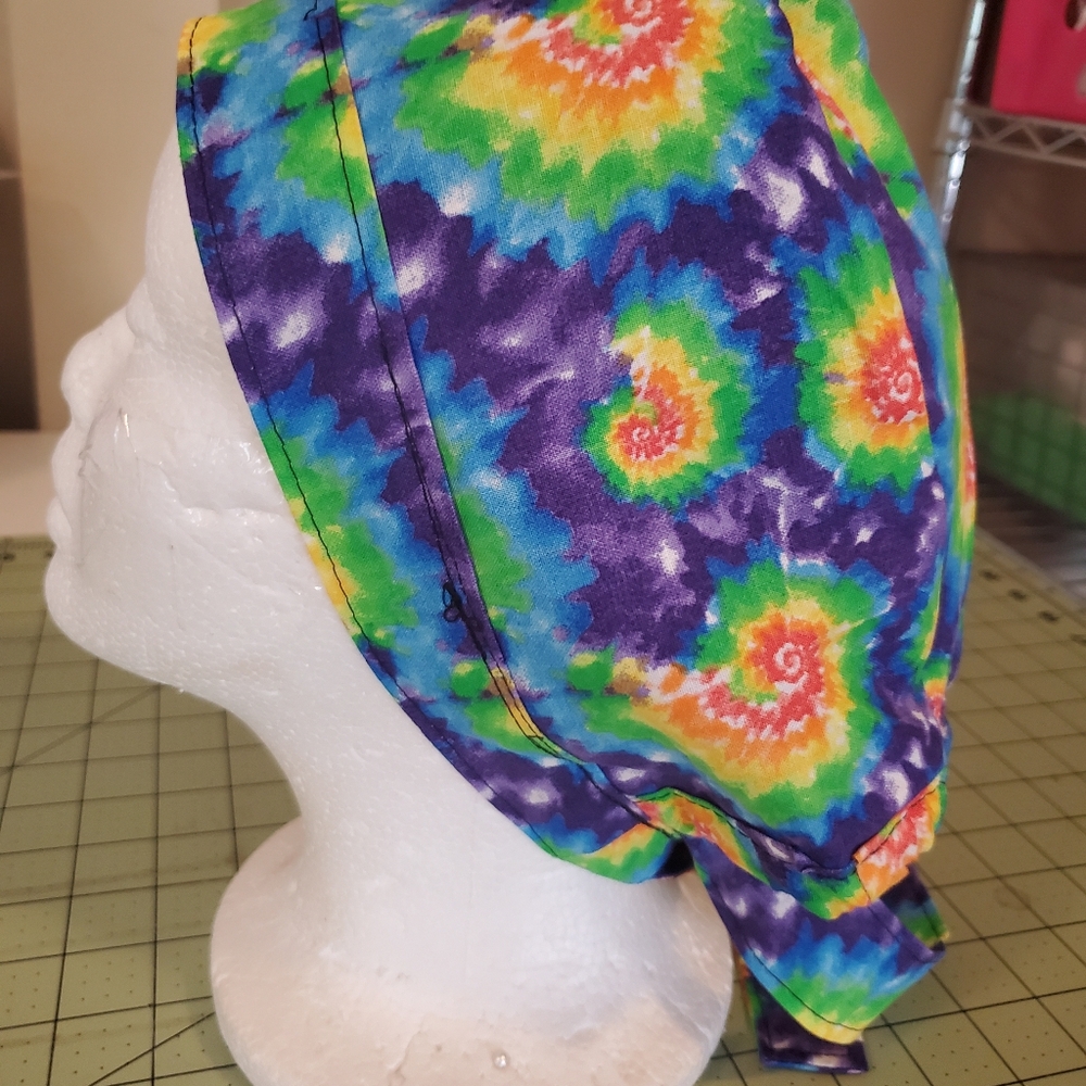 New Colorful Tie-Dye Scrub Cap Hand Crafted Adult Sz Cotton